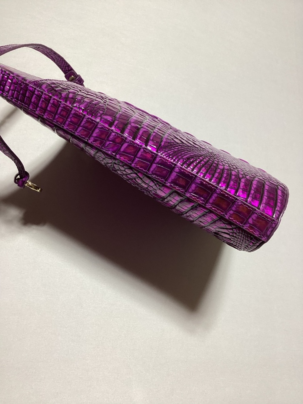 Brahmin Katie Crossbody Metallic Croc-Embossed Purple  Bag - Picture 9 of 14